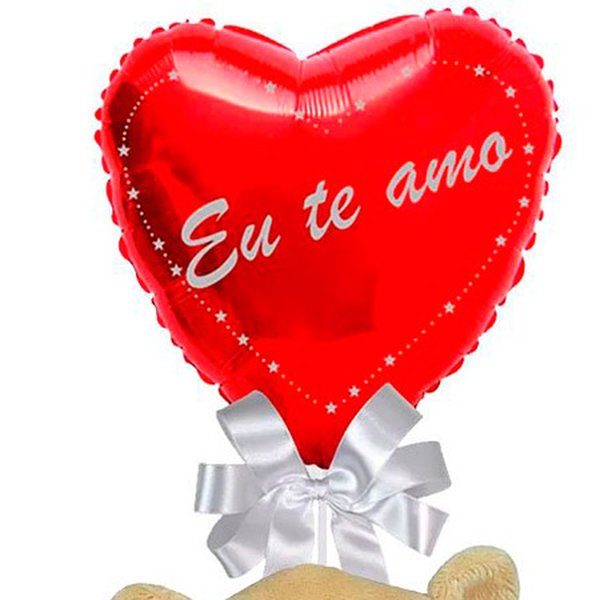 Balão Eu Te Amo e Urso "Louco por Você"