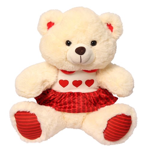 Urso de Pelúcia com Vestido de Corações 30cm