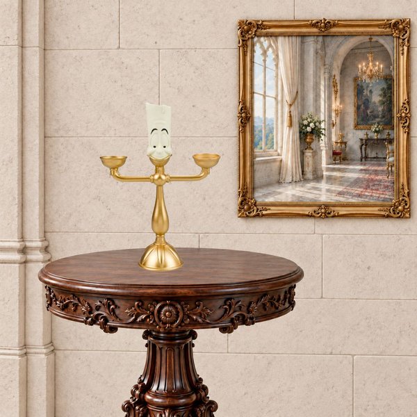 Castiçal Bela e a Fera Lumière Dourado 20cm Disney