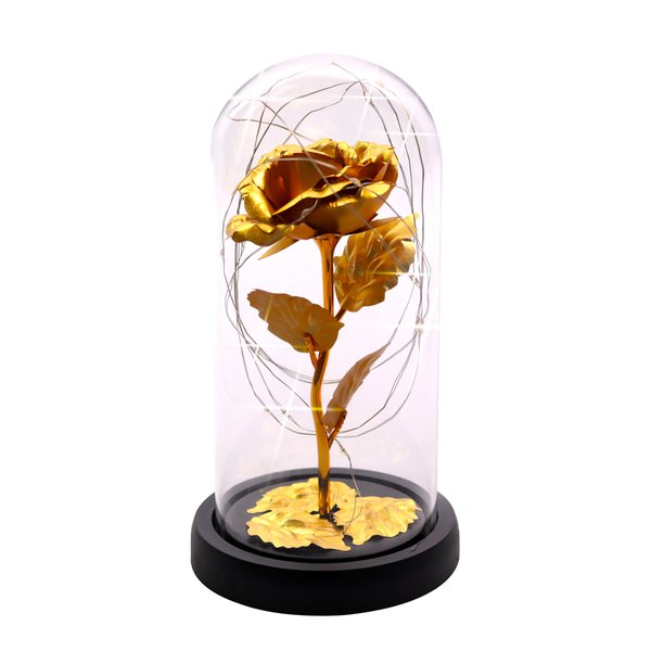 Rosa Encantada Luminária Dourada