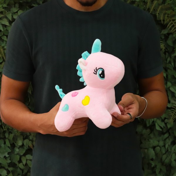 Unicórnio de Pelúcia Rosa com Asas 24cm