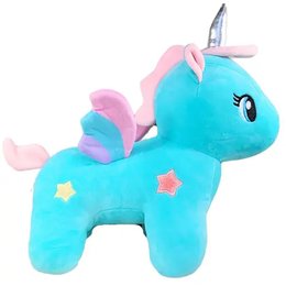 Imagem de Unicórnio de Pelúcia Azul com Asas 30cm