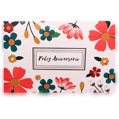 Cartão Feliz Aniversário Florido