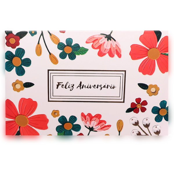Cartão Feliz Aniversário Florido