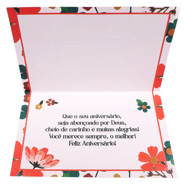 Cartão Feliz Aniversário Florido