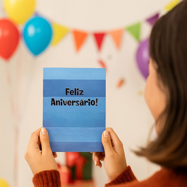 Cartão Feliz Aniversário! Azul