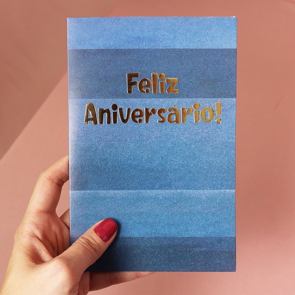 Cartão Feliz Aniversário! Azul