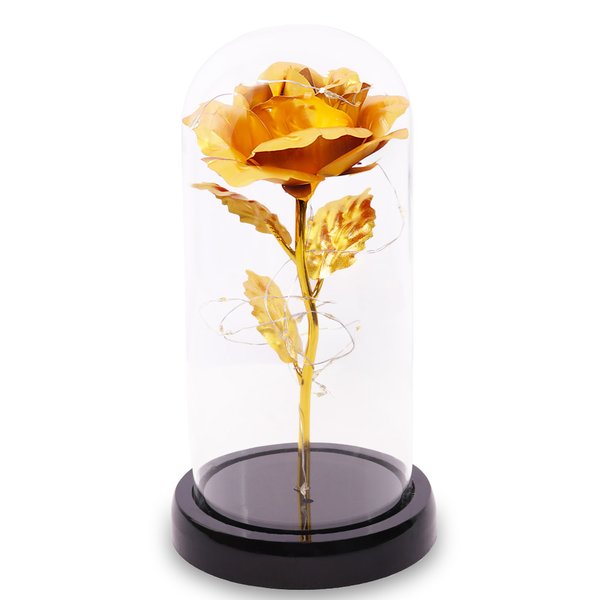 Rosa Encantada Luminária Ouro