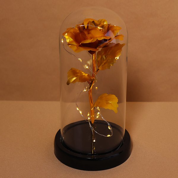 Rosa Encantada Luminária Ouro