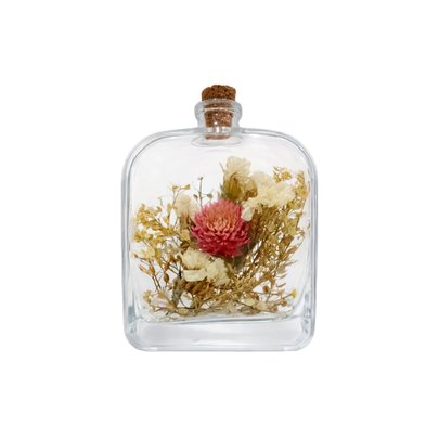 Garrafa decorativa P modelo Retangular com flores naturais desidratadas