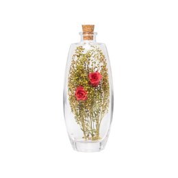 Imagem de Dupla de Rosas Desidratadas no Frasco de Vidro - Floral