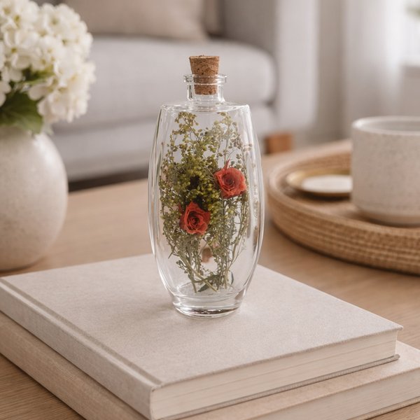 Dupla de Rosas Desidratadas no Frasco de Vidro - Floral