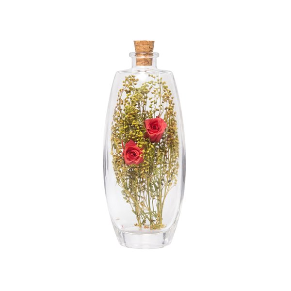 Dupla de Rosas Desidratadas no Frasco de Vidro - Floral