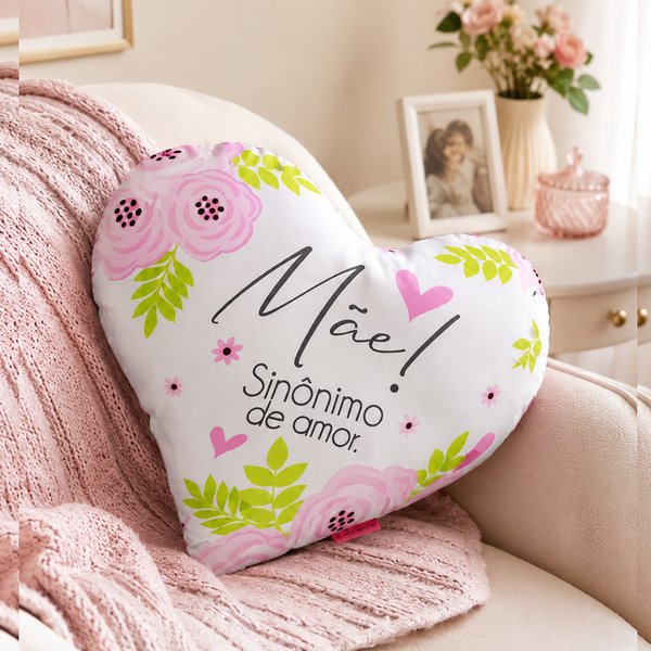 Almofada Coração Mini Mãe Sinônimo De Amor