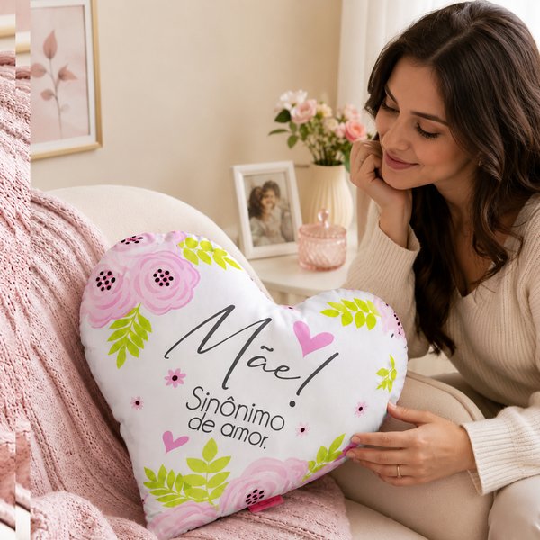 Almofada Coração Mini Mãe Sinônimo De Amor