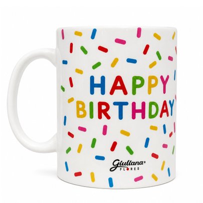 Caneca Happy Birthday - Coleção Giuliana Flores