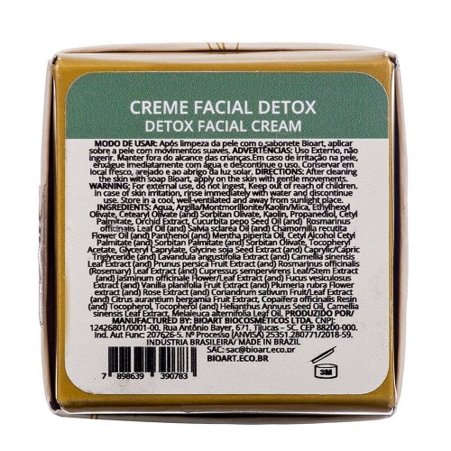 Creme Facial Detox para Pele Oleosa e Acneica 30g - Bioart
