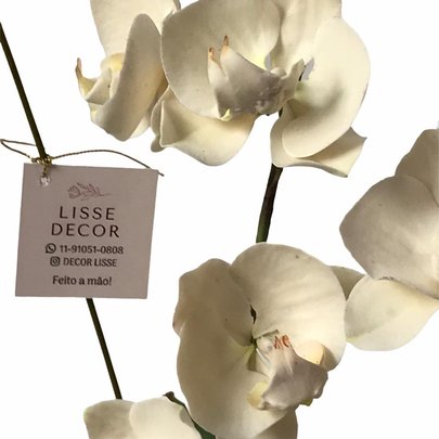 Flor Artificial 7 Orquídeas Phalanopsis Branca Vaso Cerâmica