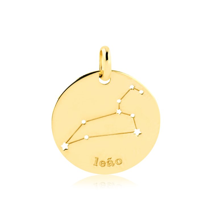 Pingente de Ouro Leão Constelação do Signo em Ouro 18k