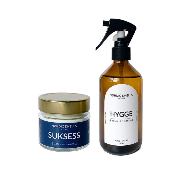Kit Vela Jasmim e Aromatizador de Ambiente de Bambu