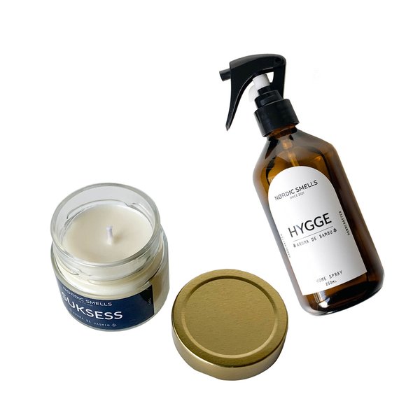 Kit Vela Jasmim e Aromatizador de Ambiente de Bambu