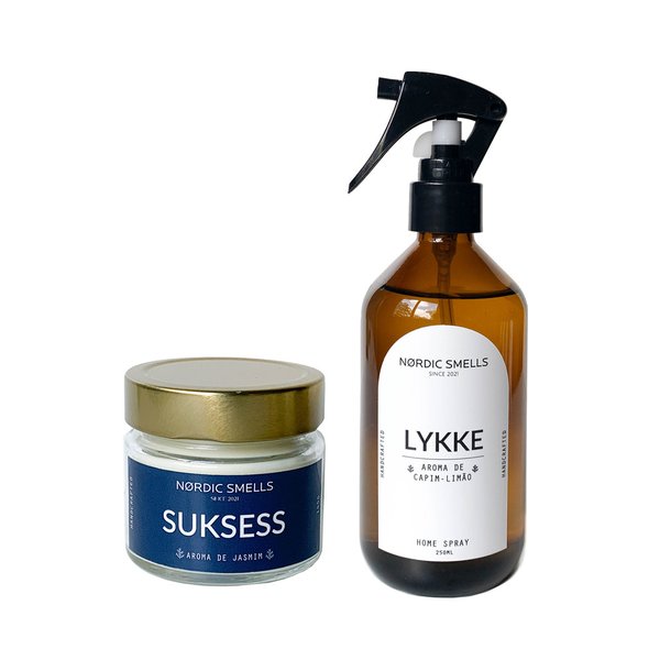 Kit Vela Aromática de Jasmim e Aromatizador de Ambiente de Capim-limão