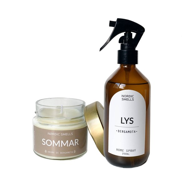 Kit Combo Vela Aromática e Aromatizador de Ambiente de Bergamota