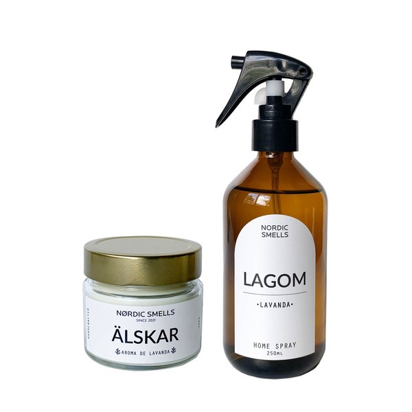 Kit Combo Vela Aromática e Aromatizador de Ambiente de Lavanda