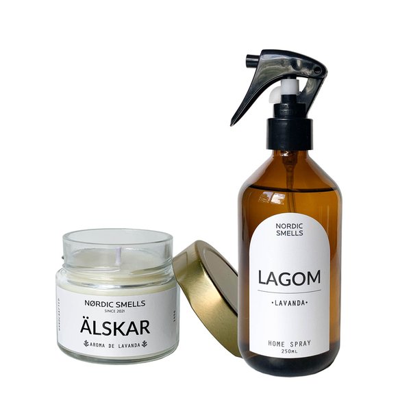 Kit Combo Vela Aromática e Aromatizador de Ambiente de Lavanda
