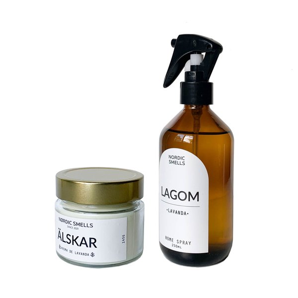 Kit Combo Vela Aromática e Aromatizador de Ambiente de Lavanda