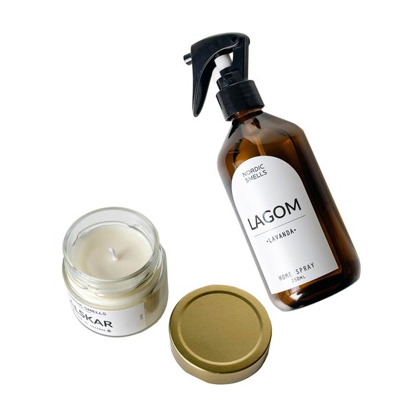Kit Combo Vela Aromática e Aromatizador de Ambiente de Lavanda