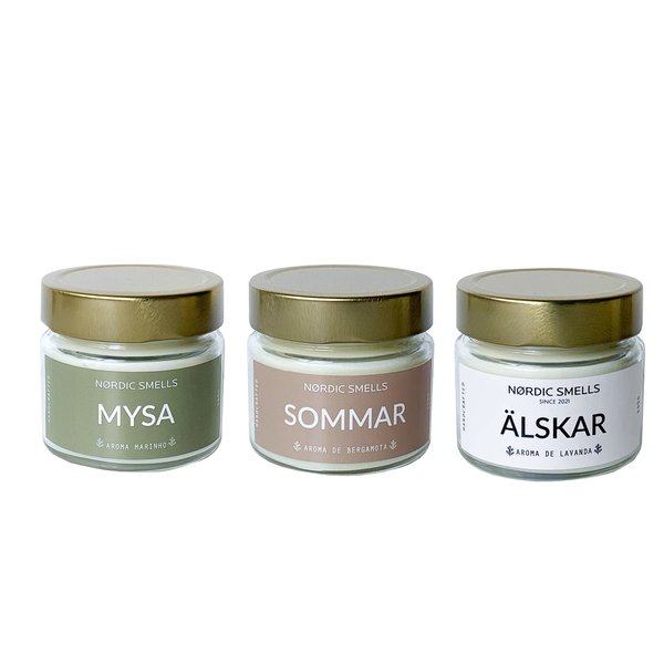 Kit Combo 3 Velas Aromáticas de Lavanda, Aroma Marinho e Bergamota