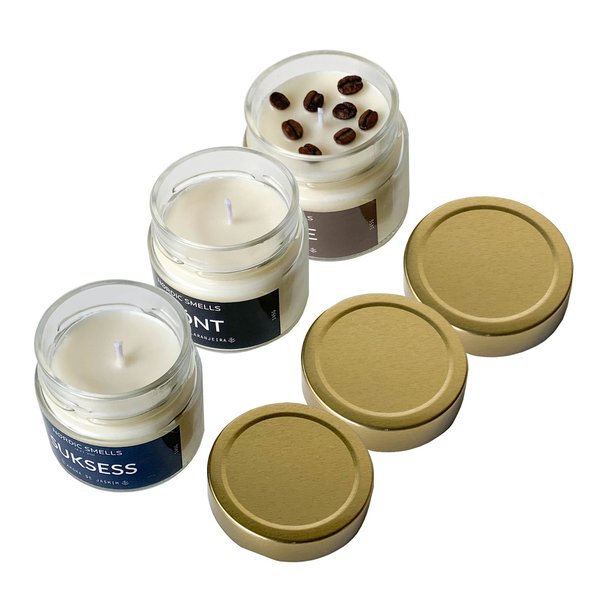 Kit Combo 3 Velas Aromáticas de Jasmim, Amêndoas com Flor de Laranjeira e Café