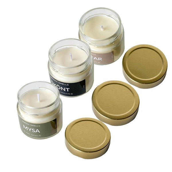 Kit Combo 3 Velas Aromáticas de Aroma Marinho, Amêndoas com Flor de Laranjeira e Bergamota