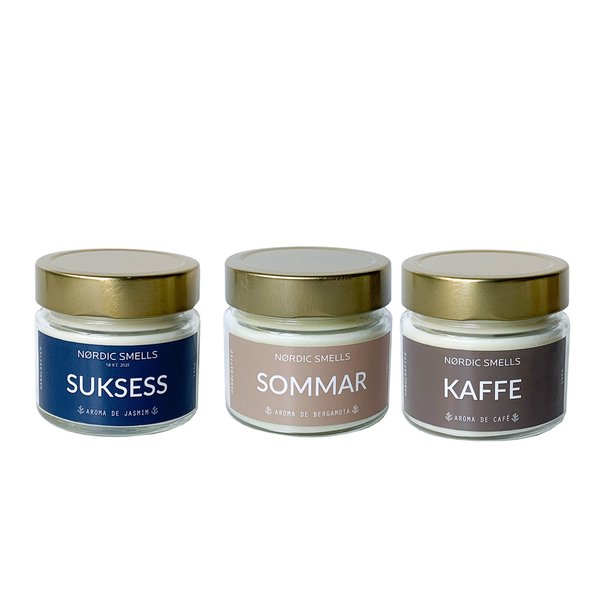 Kit Combo 3 Velas Aromáticas de Bergamota, Jasmim e Café