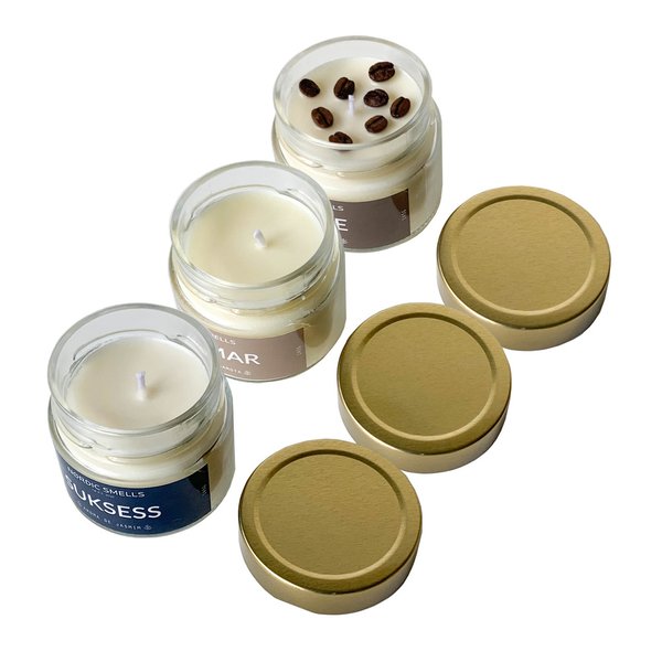 Kit Combo 3 Velas Aromáticas de Bergamota, Jasmim e Café