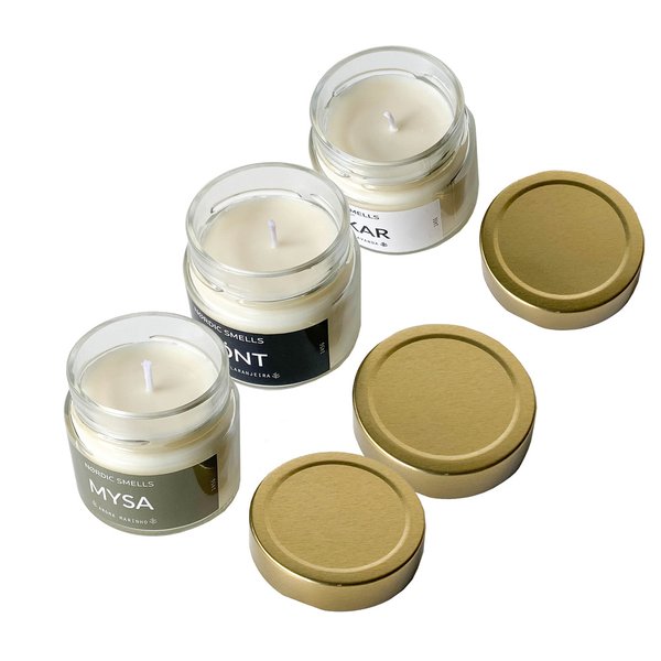 Kit Combo 3 Velas Aromáticas de Aroma Marinho, Amêndoas com Flor de Laranjeira e Lavanda