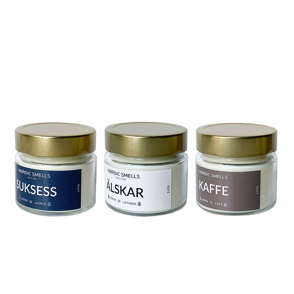 Kit 3 Velas Aromáticas de Lavanda, Jasmim e Café