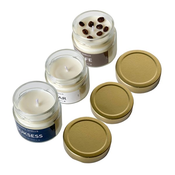 Kit 3 Velas Aromáticas de Lavanda, Jasmim e Café