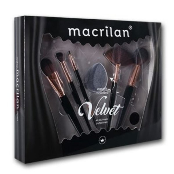Kit Velvet com 5 Pincéis Para Maquiagem - Macrilan