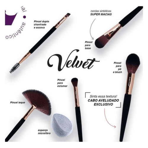 Kit Velvet com 5 Pincéis Para Maquiagem - Macrilan