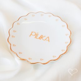 Imagem de PRATINHO PORTA JOIA DO DIA PIUKA PORCELANA COM FILETE DE OURO