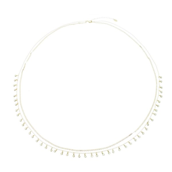 BELLY CHAIN DUAS VOLTAS PAOLA ZIRCÔNIAS FOLHEADO A OURO 18K