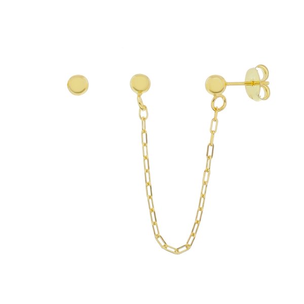 BRINCO EAR LINE PIETRA BOLINHA FOLHEADO A OURO 18K