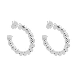 Imagem de BRINCO DE ARGOLA TUBO TORCIDO CAMILA G FOLHEADO EM RÓDIO BRANCO