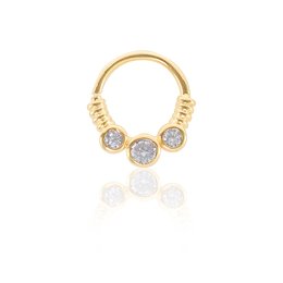 Imagem de PIERCING DE FURO ARGOLA TORÇÃO 8MM REBECA ZIRCÔNIAS DOURADO PIUKA