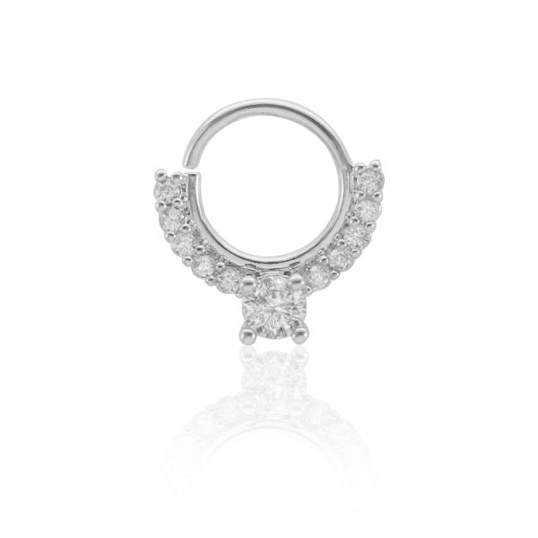 PIERCING DE FURO ARGOLA TORÇÃO 8MM BIANCA ZIRCÔNIAS PRATA PIUKA