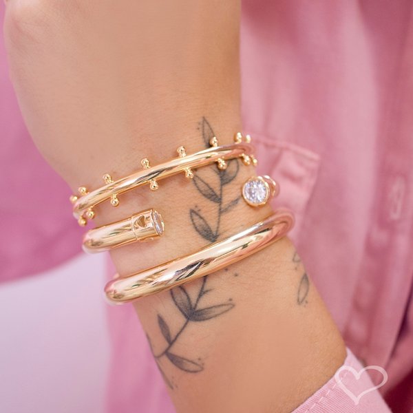 BRACELETE TUBO NICOLE FOLHEADO A OURO 18K