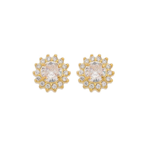 BRINCO SÓLITÁRIO PONTO DE LUZ GLÓRIA ZIRCÔNIA CRISTAL FOLHEADO A OURO 18K
