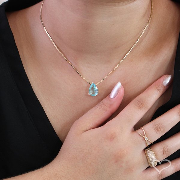 COLAR MARIA SOPHIA GOTA ZIRCÔNIA ACQUA FOLHEADO A OURO 18K